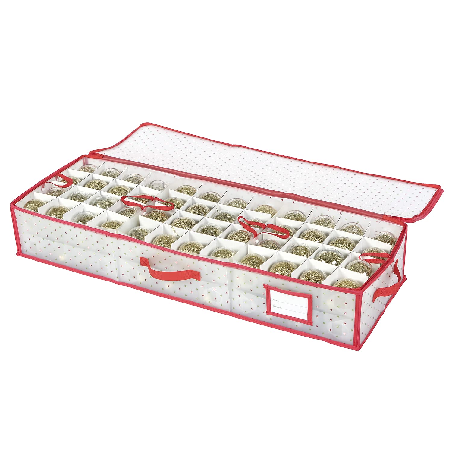 改Sattiyrch Plastic Christmas Ornament Storage Box with Dual Zipper Closure - Box Contributes Slots for 128 Holiday Ornaments 3 Inch - Keeps 128 Xmas Holiday Ornaments (128)