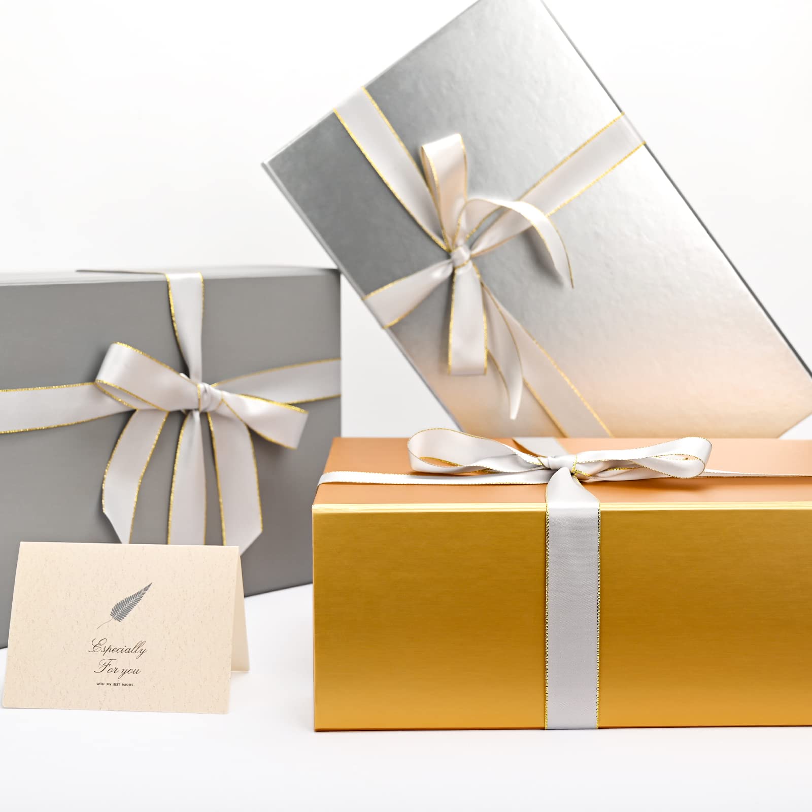 Gift Box 13 x 10 x 5 inch Large Black Gift Box with Magnetic Lids for Christmas Gifts Box Contains Card, Ribbon, Shredded Paper Filler Birthday Gift Packging (1 Pcs)