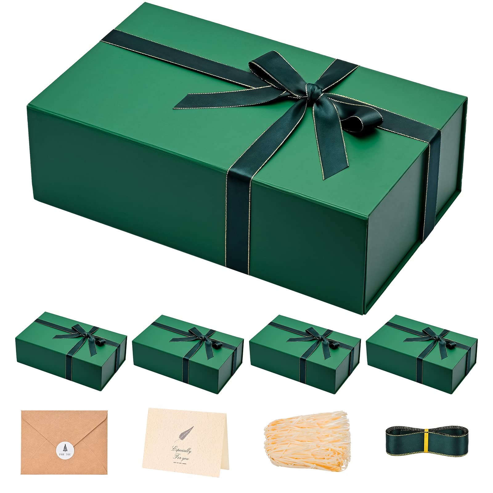 Gift Box 13 x 10 x 5 inch Large Black Gift Box with Magnetic Lids for Christmas Gifts Box Contains Card, Ribbon, Shredded Paper Filler Birthday Gift Packging (1 Pcs)