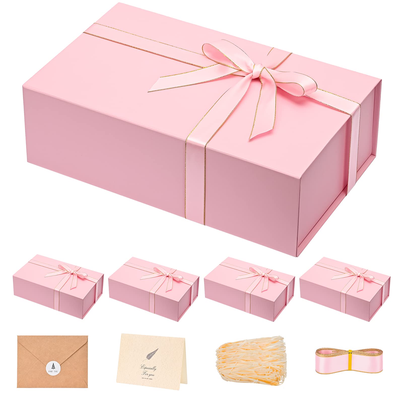 Gift Box 13 x 10 x 5 inch Large Black Gift Box with Magnetic Lids for Christmas Gifts Box Contains Card, Ribbon, Shredded Paper Filler Birthday Gift Packging (1 Pcs)