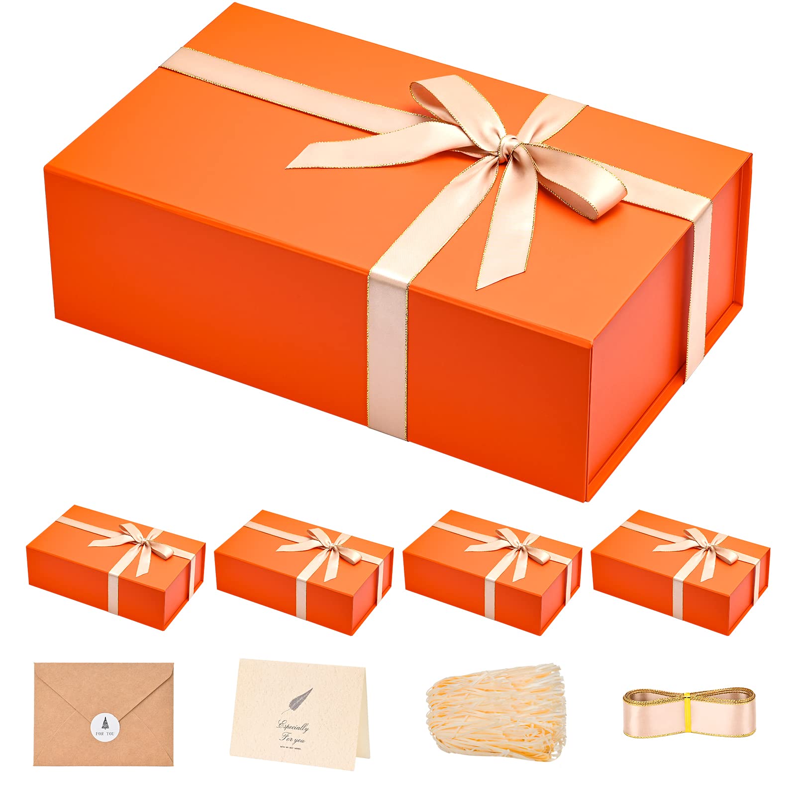 Gift Box 13 x 10 x 5 inch Large Black Gift Box with Magnetic Lids for Christmas Gifts Box Contains Card, Ribbon, Shredded Paper Filler Birthday Gift Packging (1 Pcs)