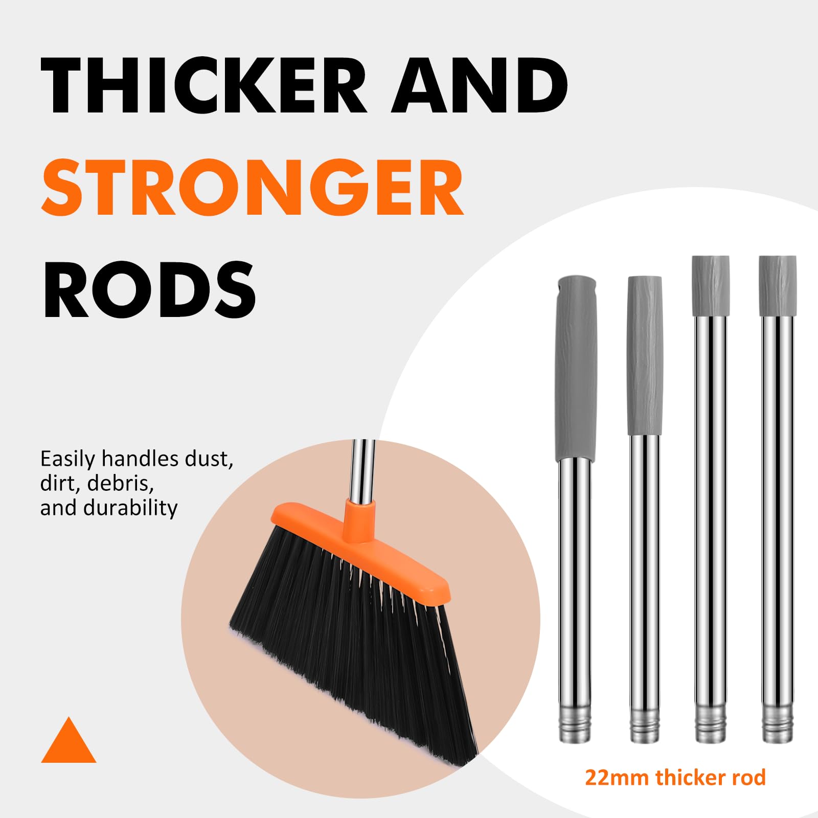 Heavy Duty Broom, 55 Inch Long Handle Outdoor Large Angle Brooms, Commercial Broom for Sweeping Indoor, for Home Garage Kitchen Office Courtyard Lobby Patio Lawn Concrete