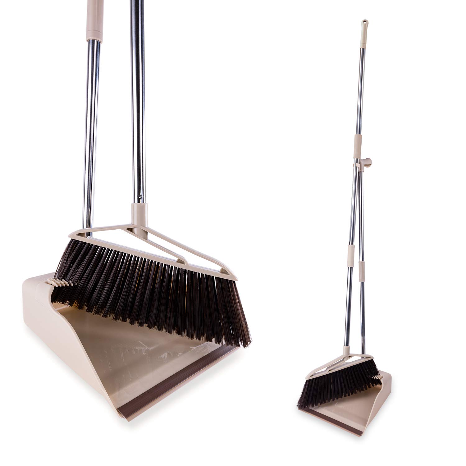 改Broom and Dustpan Stand Up Long Handle Home Kitchen Set for Outdoor Indoor Brush Cleaning Holder