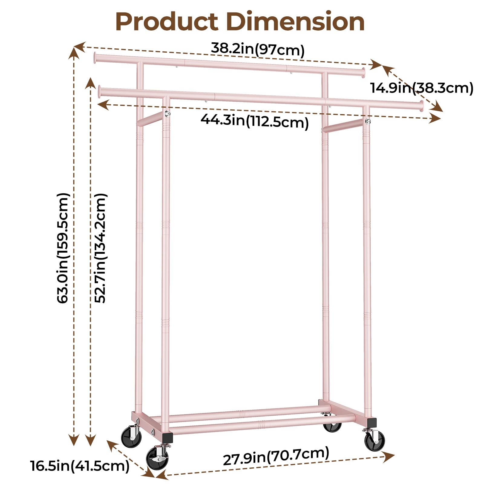Portable Clothing Racks for Hanging Clothes - Metal Garment Rack Wardrobe Coat Rack for Bedroom Laundry Living Room