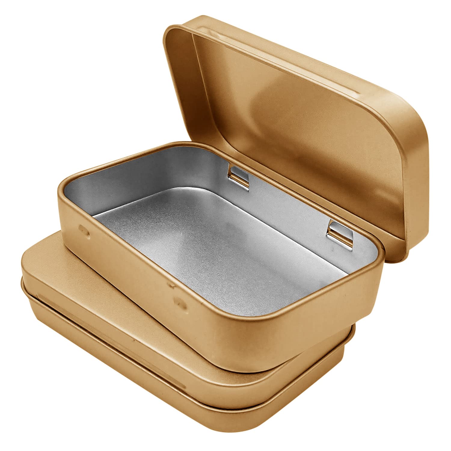 改6 Pcs Metal Hinged Tin Box Container Mini Portable Small Storage Container Kit with Lid for Home Storage 3.7x2.3x0.8 Inch, Silver