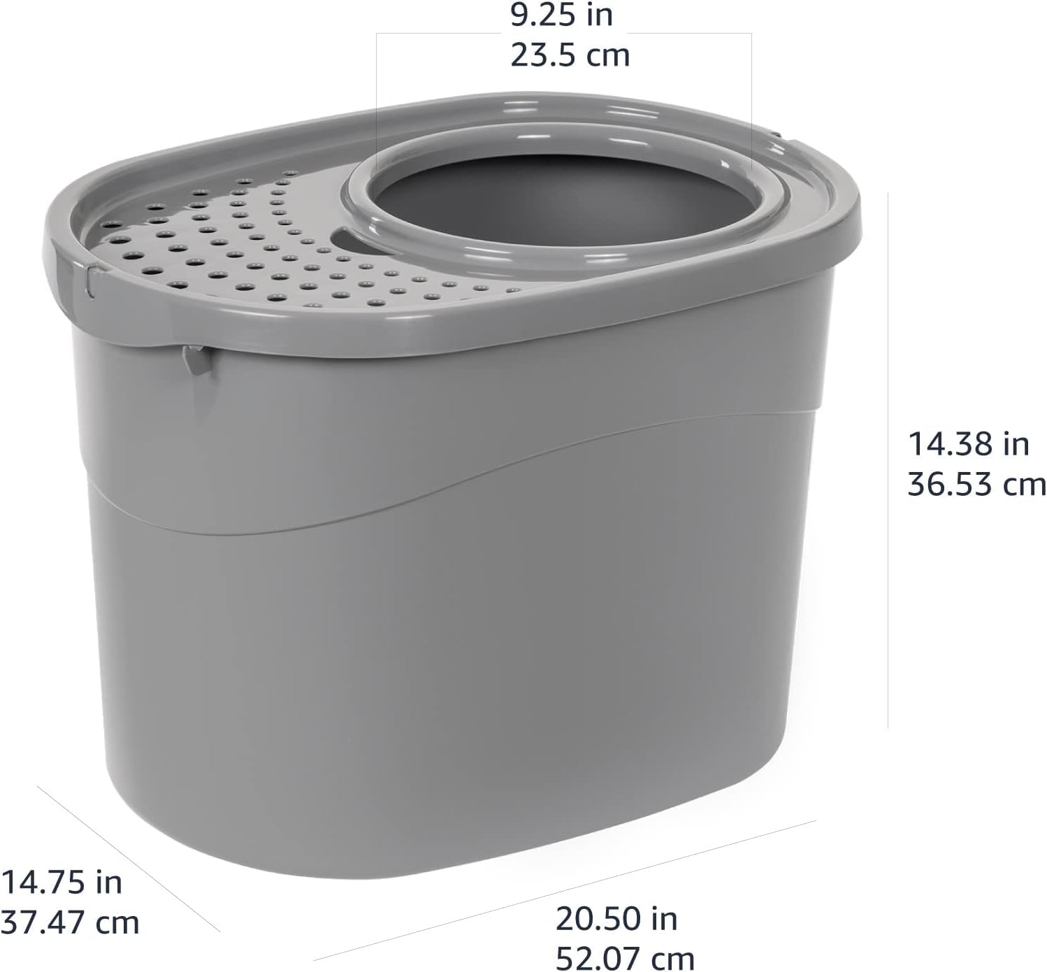 改Amazon Basics Large Cat Litter Box with High Sides, Open Top, Includes Scoop, 19 x 15 x 11.75 inches, Grey/Beige