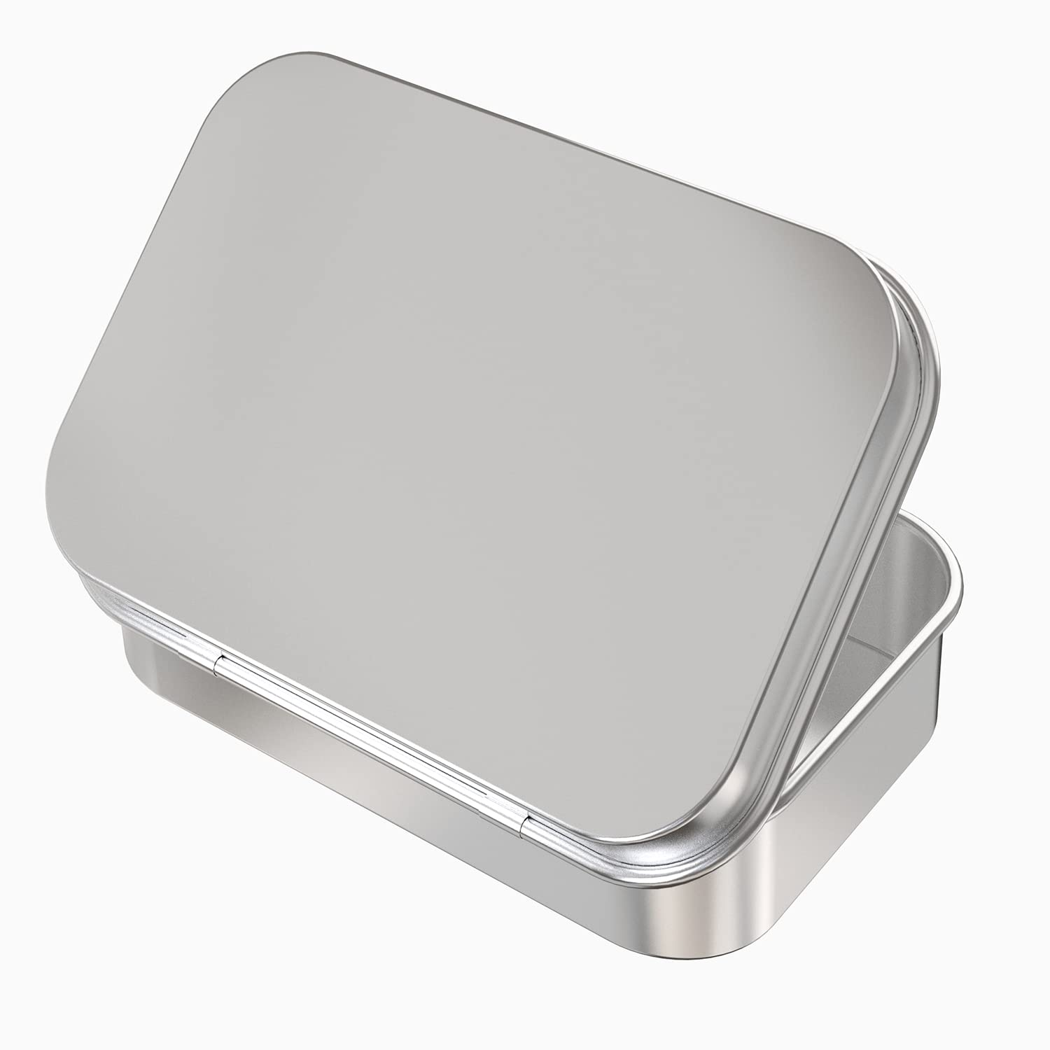 改6 Pcs Metal Hinged Tin Box Container Mini Portable Small Storage Container Kit with Lid for Home Storage 3.7x2.3x0.8 Inch, Silver