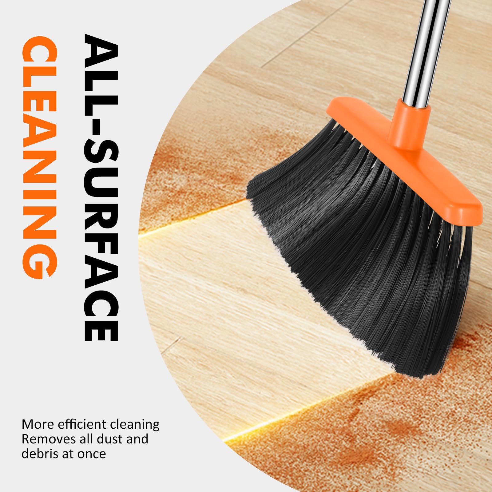 Heavy Duty Broom, 55 Inch Long Handle Outdoor Large Angle Brooms, Commercial Broom for Sweeping Indoor, for Home Garage Kitchen Office Courtyard Lobby Patio Lawn Concrete