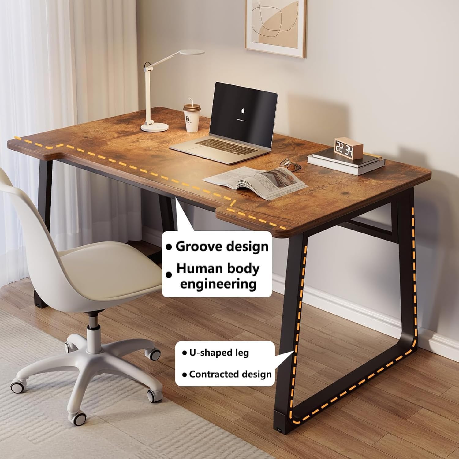 改Small Computer Desk,31.5 Inch Standing Home Office Desk for Small Space Room,Writing Desk Study Desk Student Table for Bedroom Work,Rustic Brown