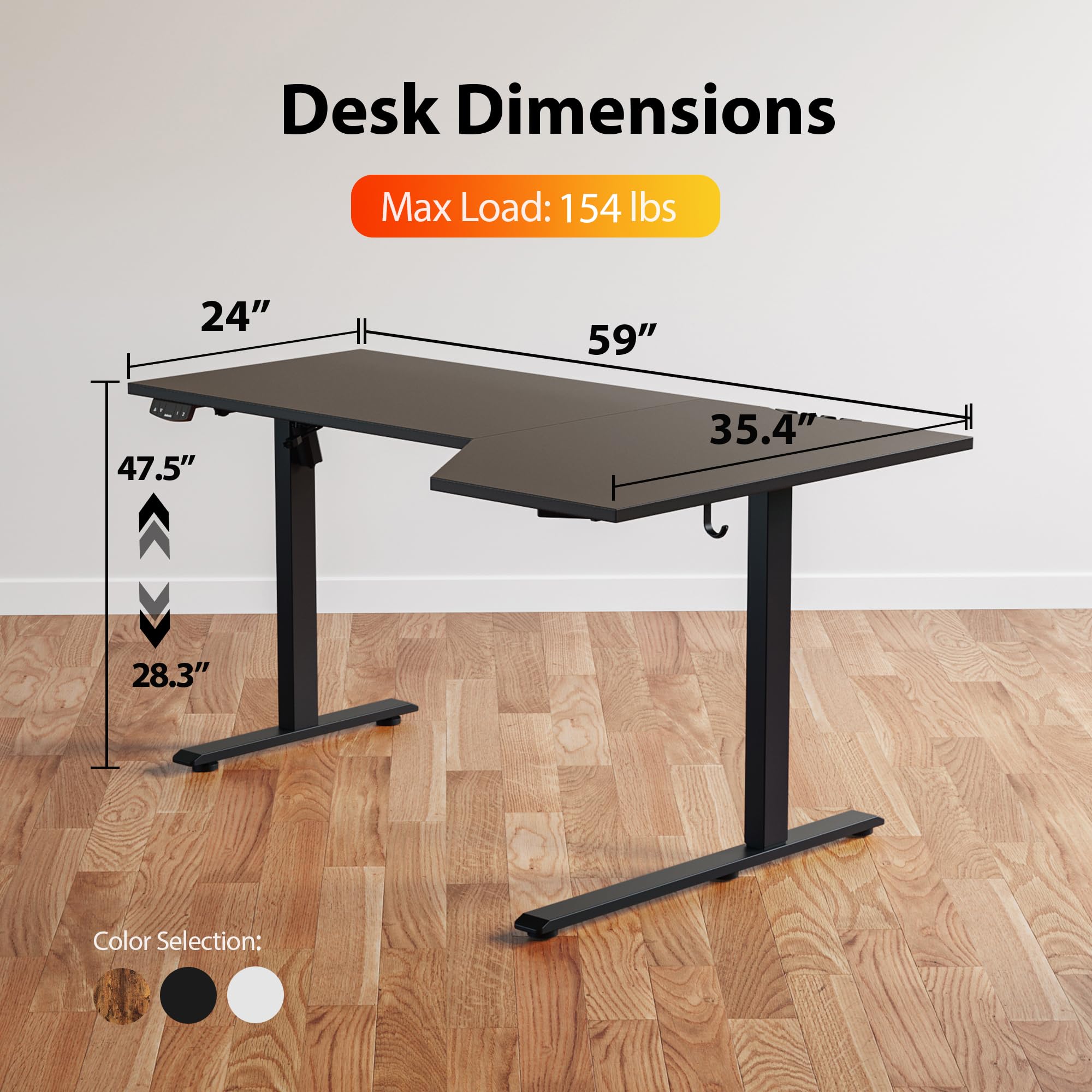 改Agilestic Electric Standing Desk, L-shaped 55 Inches Height Adjustable Desk, Sit and Stand up Desk for Work Office Home, Ergonomic Rising Computer Table for Home Office with Splice Board, Rustic Brown