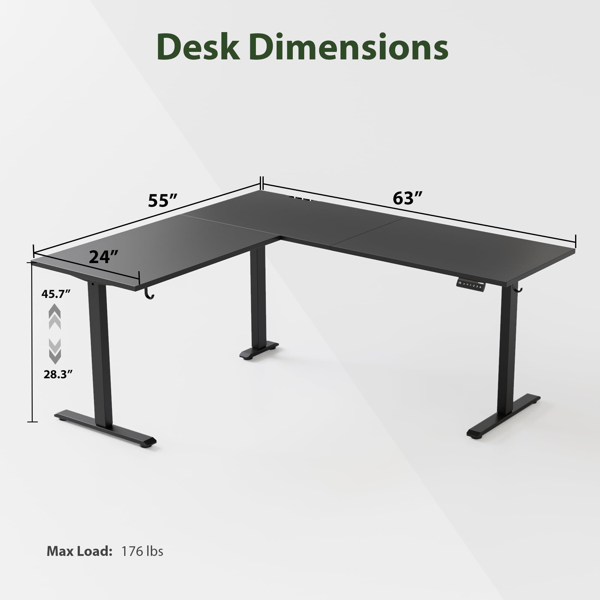 Agilestic L Shaped Standing Desk Adjustable Height, Electric Corner Standing Desk, 63 x 55 inch Sit Stand Computer Table with Splice Board, Rustic Brown