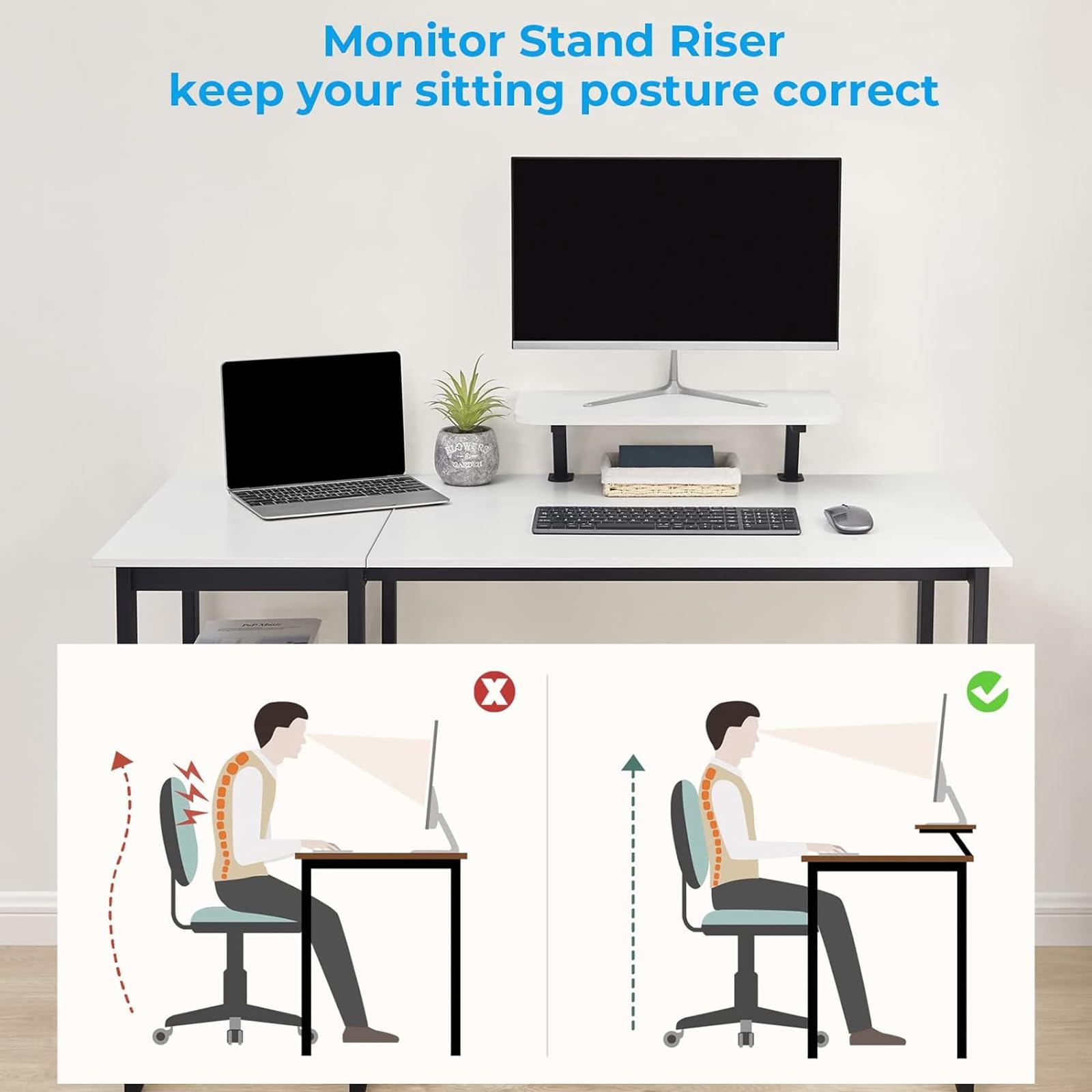 GreenForest Computer Desk 39 Inch with Monitor Stand, Office Desk with Adjustable Storage Shelves, Small Gaming Desk for Home Work Writing Study, Black