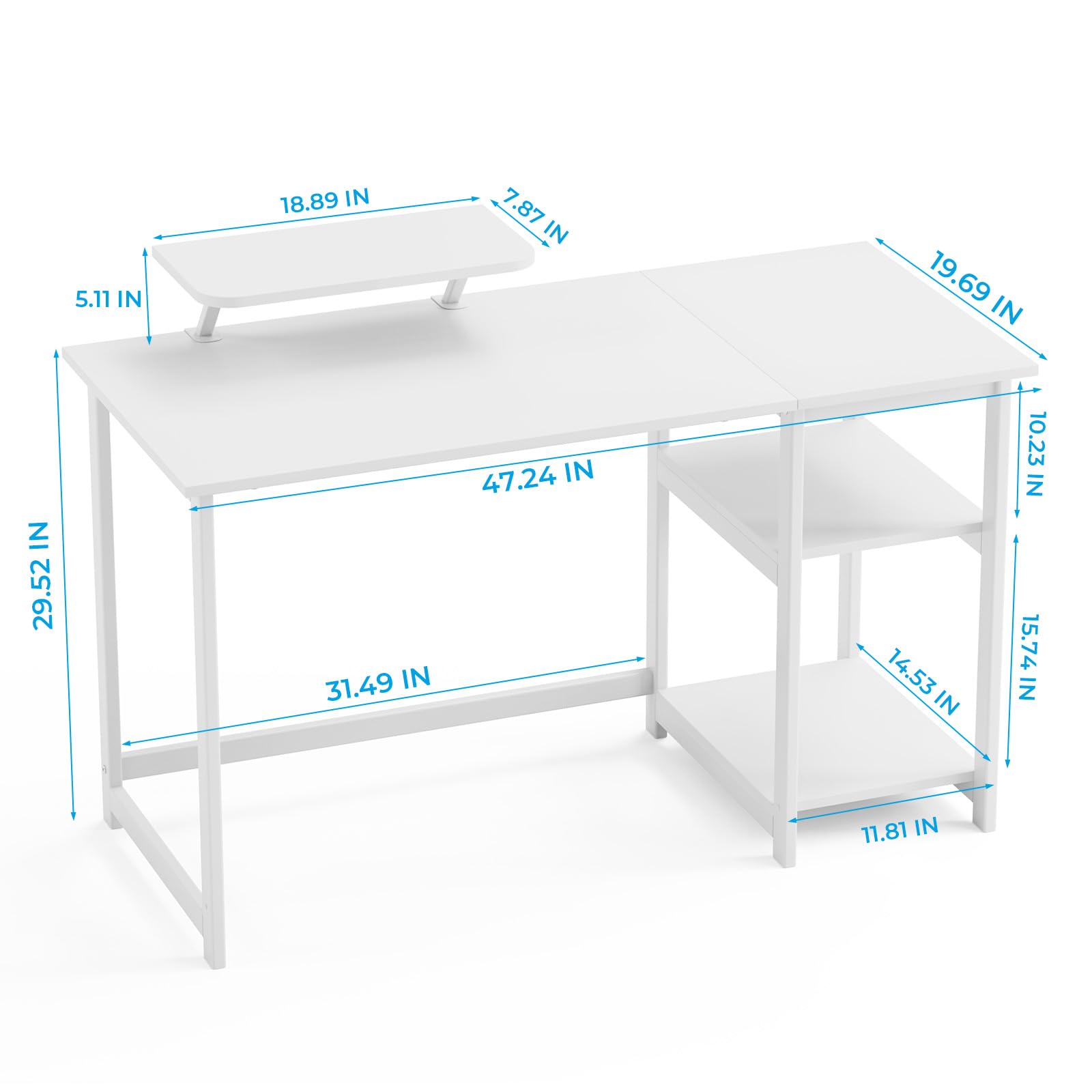 GreenForest Computer Desk 39 Inch with Monitor Stand, Office Desk with Adjustable Storage Shelves, Small Gaming Desk for Home Work Writing Study, Black