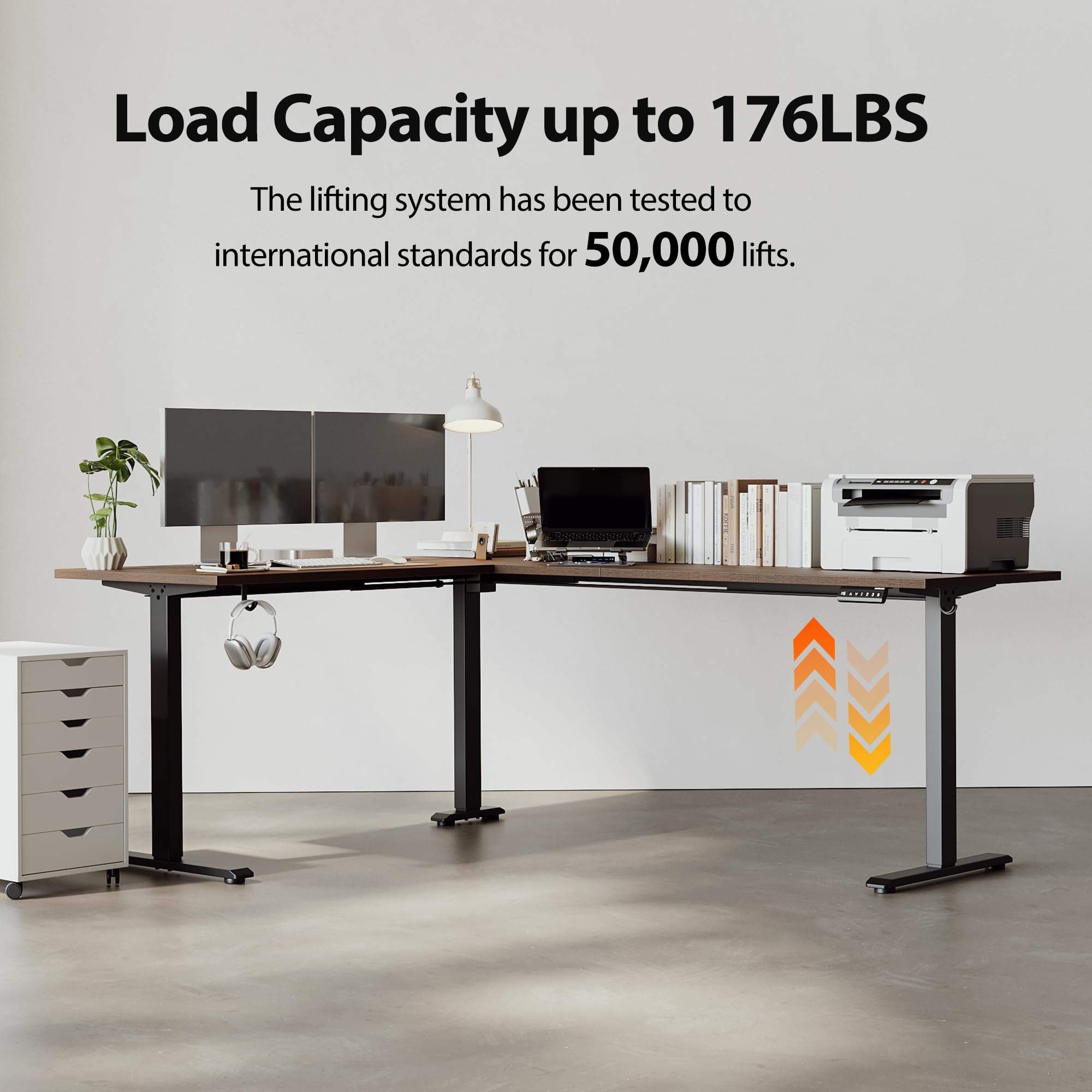 Agilestic L Shaped Standing Desk Adjustable Height, Electric Corner Standing Desk, 63 x 55 inch Sit Stand Computer Table with Splice Board, Rustic Brown
