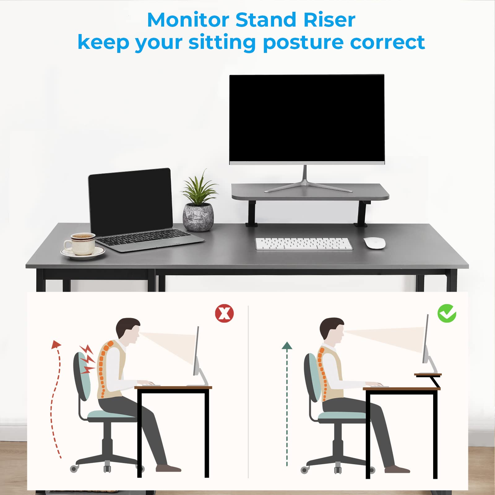 GreenForest Computer Desk 39 Inch with Monitor Stand, Office Desk with Adjustable Storage Shelves, Small Gaming Desk for Home Work Writing Study, Black