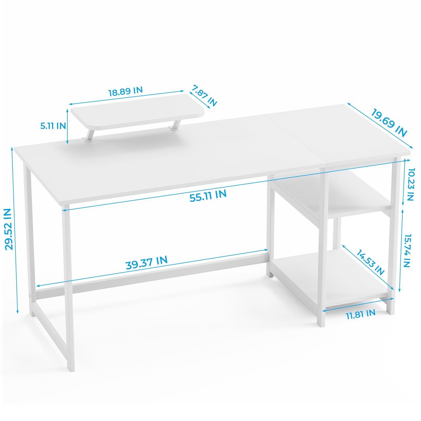 GreenForest Computer Desk 39 Inch with Monitor Stand, Office Desk with Adjustable Storage Shelves, Small Gaming Desk for Home Work Writing Study, Black