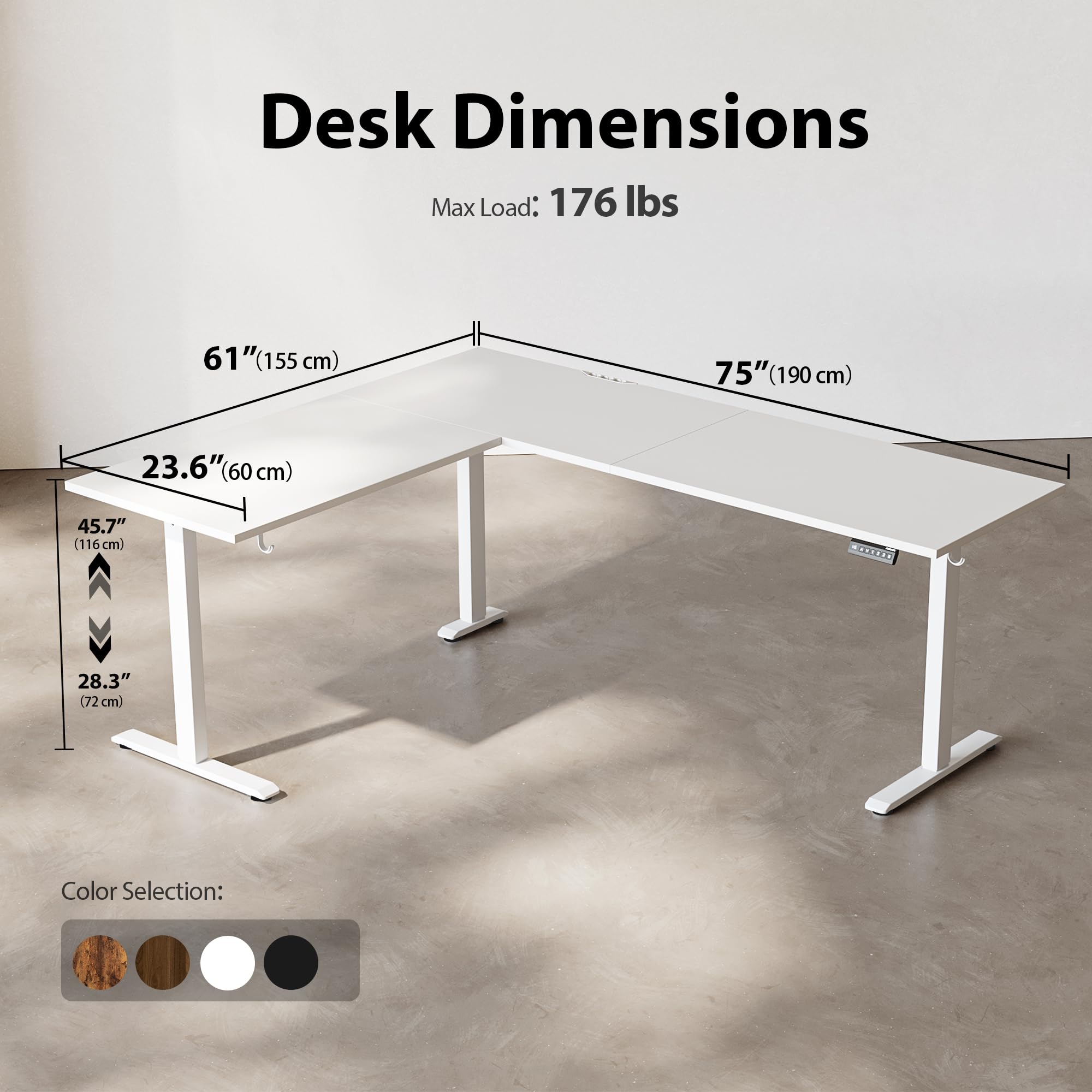 Agilestic L Shaped Standing Desk Adjustable Height, Electric Corner Standing Desk, 63 x 55 inch Sit Stand Computer Table with Splice Board, Rustic Brown