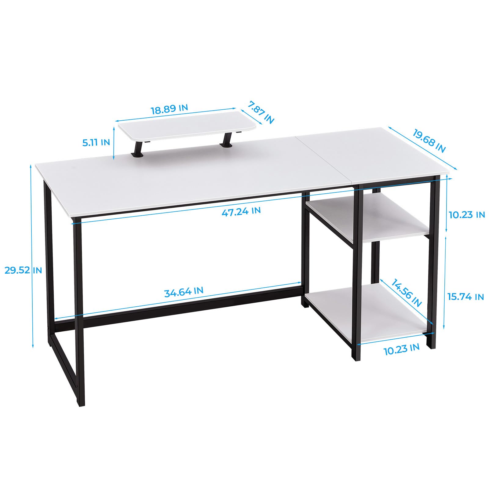GreenForest Computer Desk 39 Inch with Monitor Stand, Office Desk with Adjustable Storage Shelves, Small Gaming Desk for Home Work Writing Study, Black