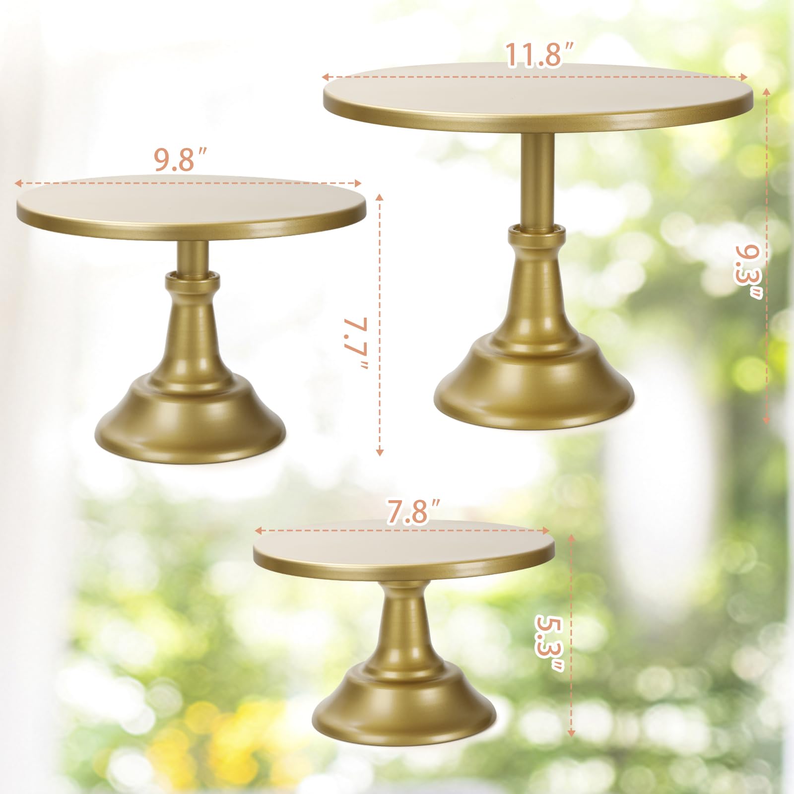 3Pcs Cake Stand, Gold Round Cupcake Stand 8/10/12Inch Dessert Display Stand Cupcake Holder Pastry Serving Plate for Baby Shower Wedding Birthday Party Celebration Home Decoration