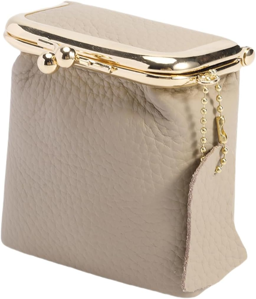 Women's Genuine Leather Small Jewelry Coin Purse Vintage Kiss Lock Change Pouch Casual Style Mini Wallets pouches Bag