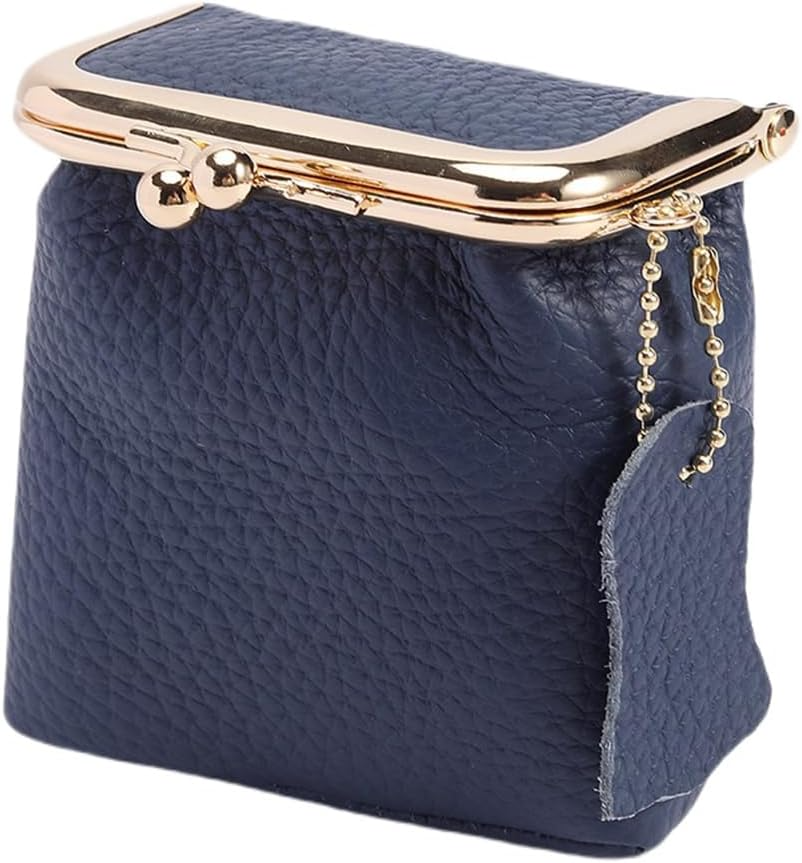 Women's Genuine Leather Small Jewelry Coin Purse Vintage Kiss Lock Change Pouch Casual Style Mini Wallets pouches Bag