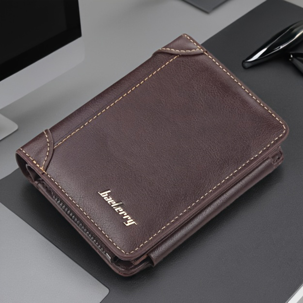 Leather Mens Bifold Wallet Slim Minimalist | 1 ID Windows | 1 Coin Purse | Money Clip | 8 Card Slots | Gifts for Men