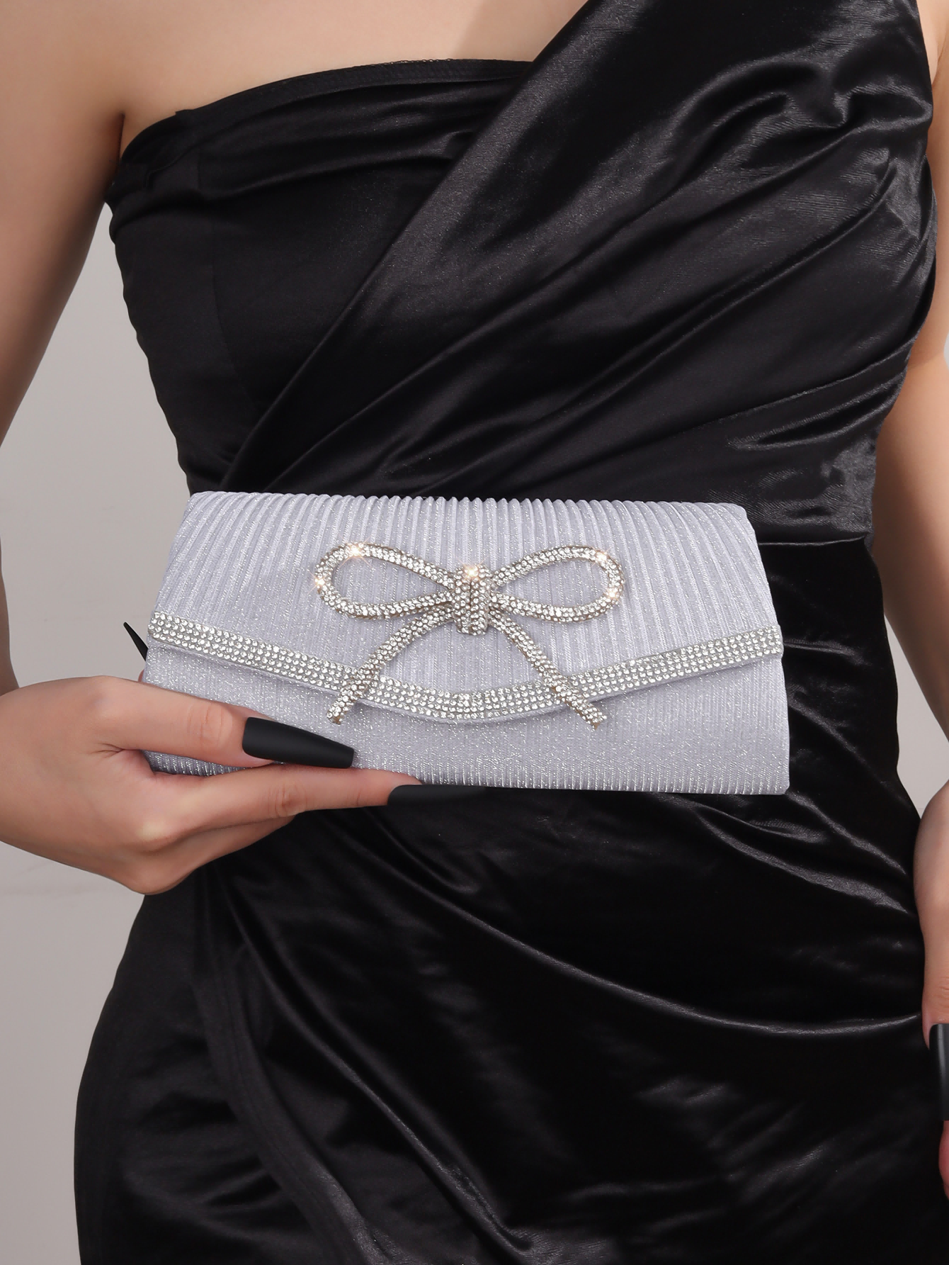 Bow Evening Bag Sparkly Clutch Purses for Women Wedding Glitter Rhinestone Party Prom Purse Dressy Clutch Bags