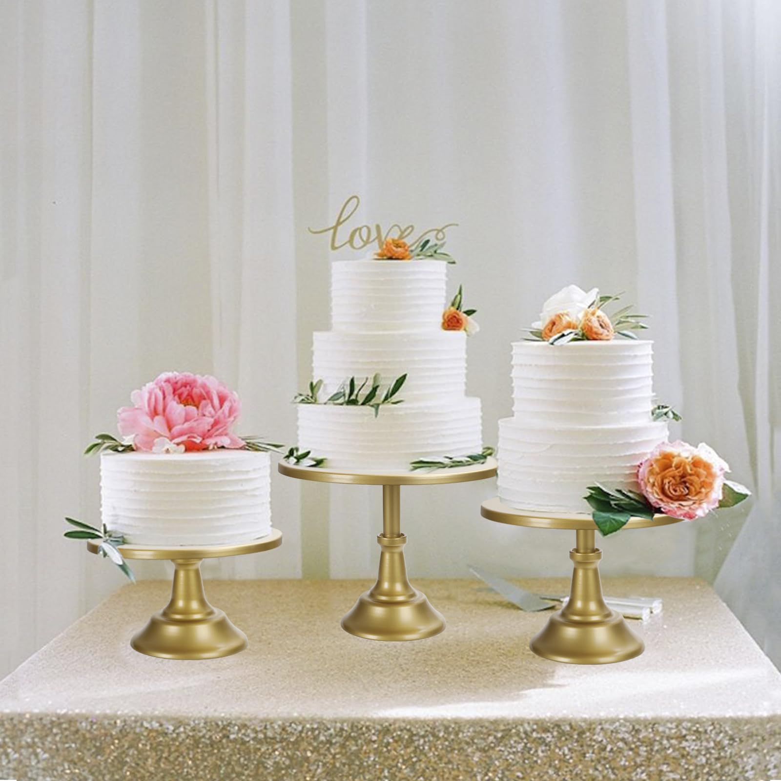 3Pcs Cake Stand, Gold Round Cupcake Stand 8/10/12Inch Dessert Display Stand Cupcake Holder Pastry Serving Plate for Baby Shower Wedding Birthday Party Celebration Home Decoration
