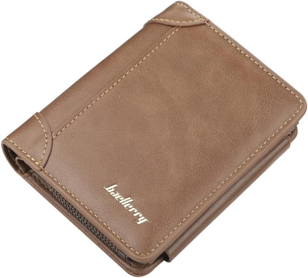 Leather Mens Bifold Wallet Slim Minimalist | 1 ID Windows | 1 Coin Purse | Money Clip | 8 Card Slots | Gifts for Men