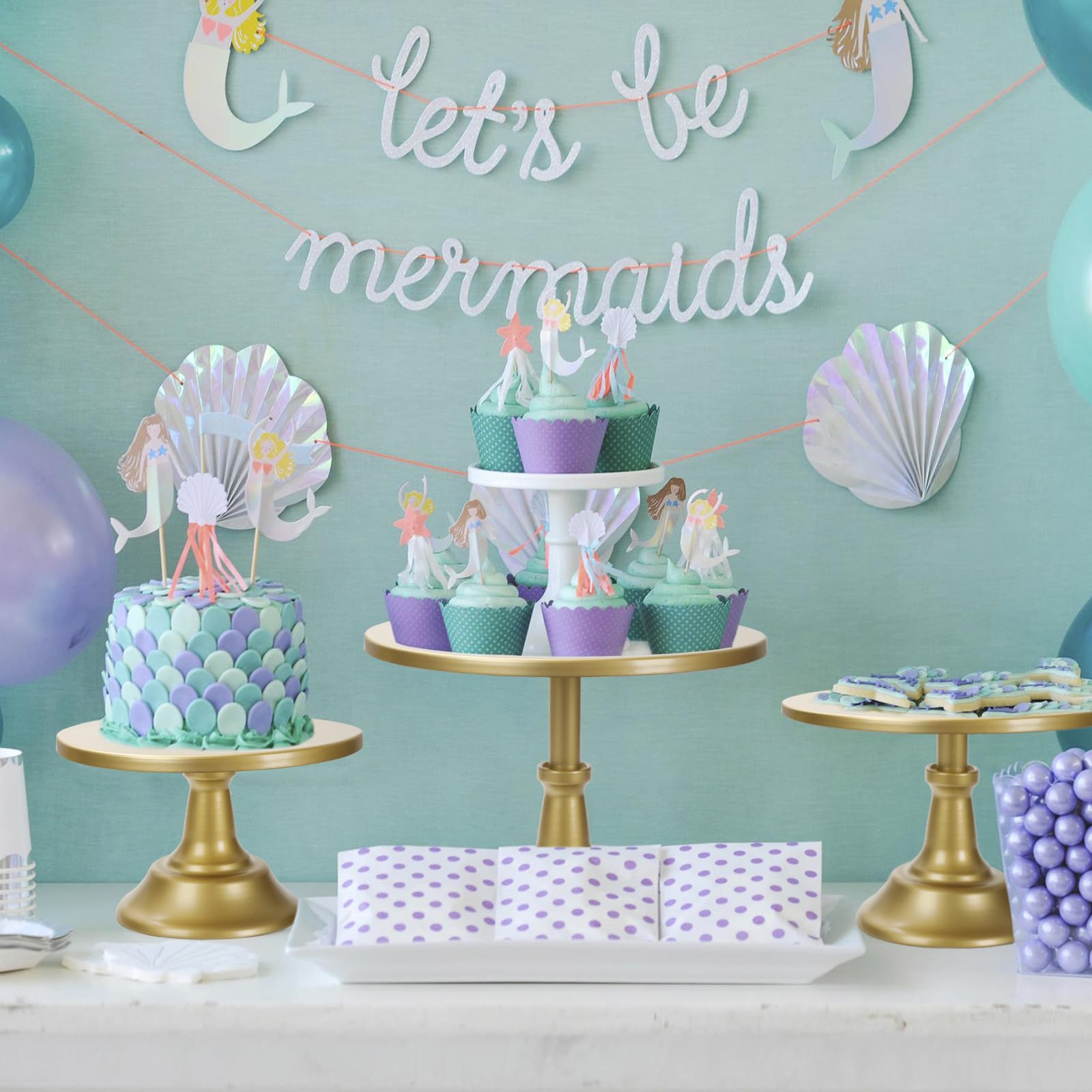 3Pcs Cake Stand, Gold Round Cupcake Stand 8/10/12Inch Dessert Display Stand Cupcake Holder Pastry Serving Plate for Baby Shower Wedding Birthday Party Celebration Home Decoration