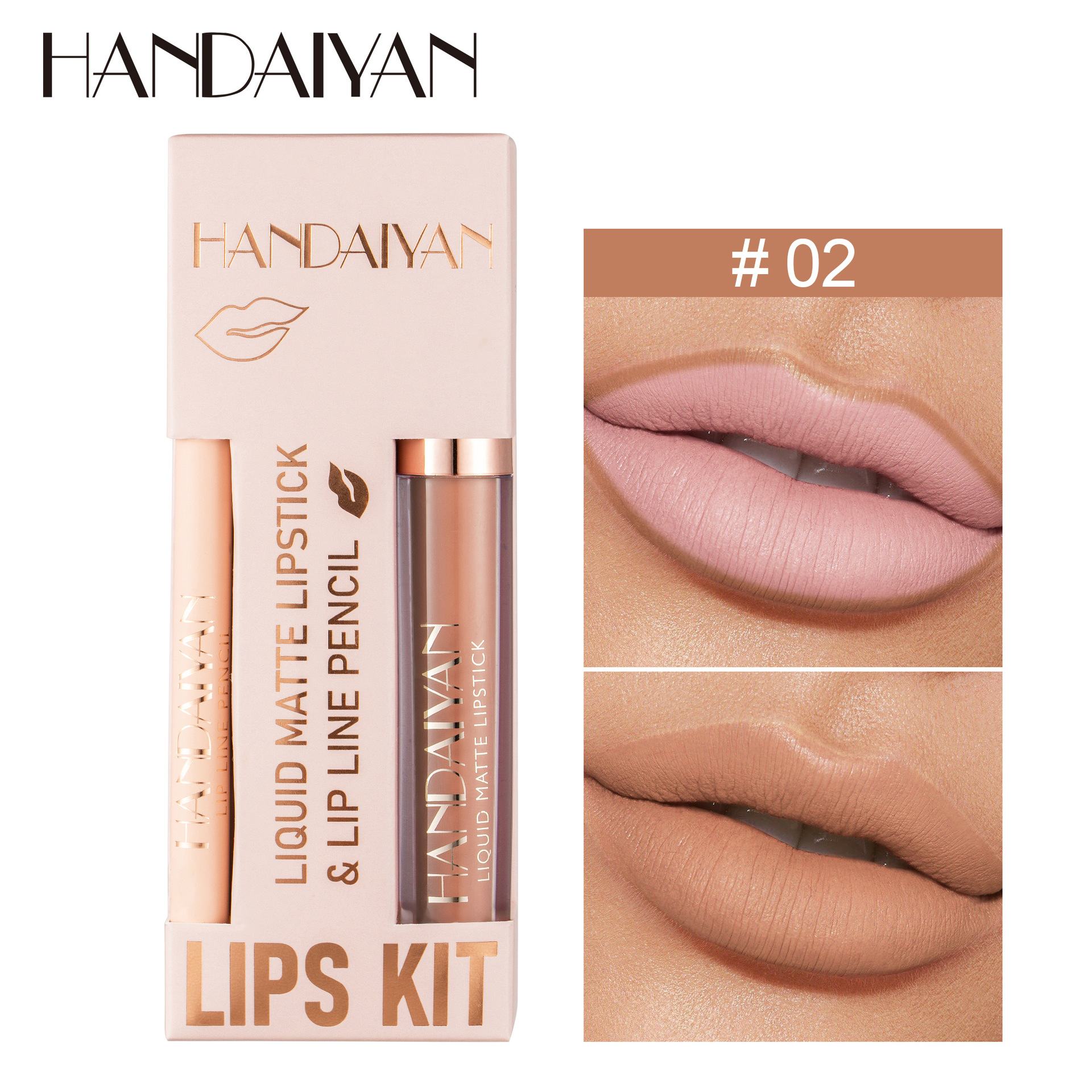 Matte lip liner and lip gloss combination Liquid matte lipstick Non-stick non-fading lip glaze Beauty products