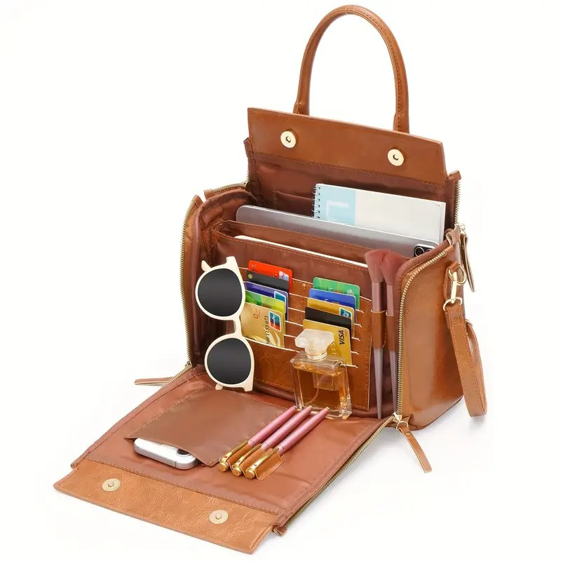 Crossbody Bags for Women, Leather Satchel Shoulder, Medium Purse Travel Handbags, Work Tote Bags for Business Travel