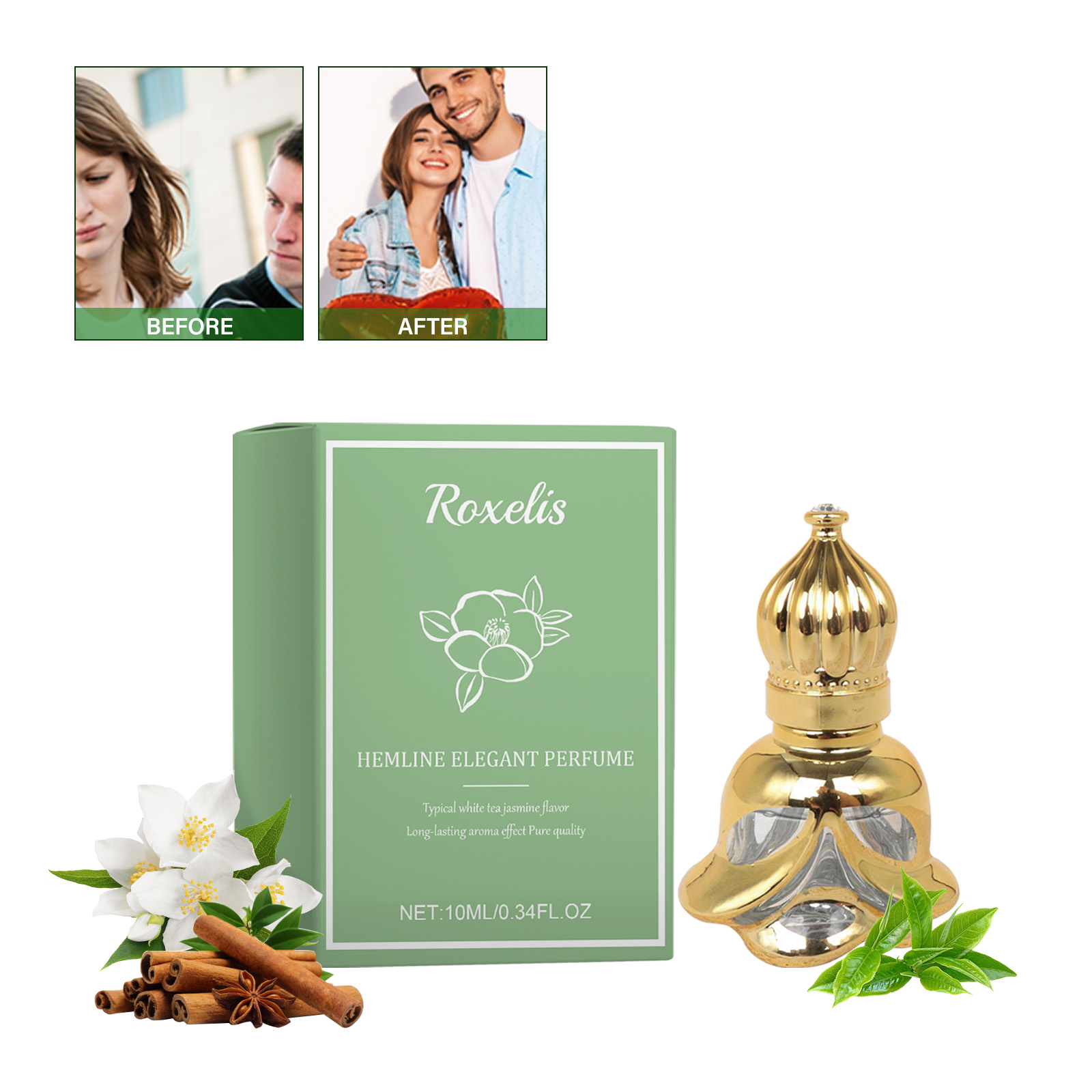 Exquisite women's perfume White tea jasmine skirt elegant perfume Dating encounter fresh fragrance lasting natural and gentle fragrance