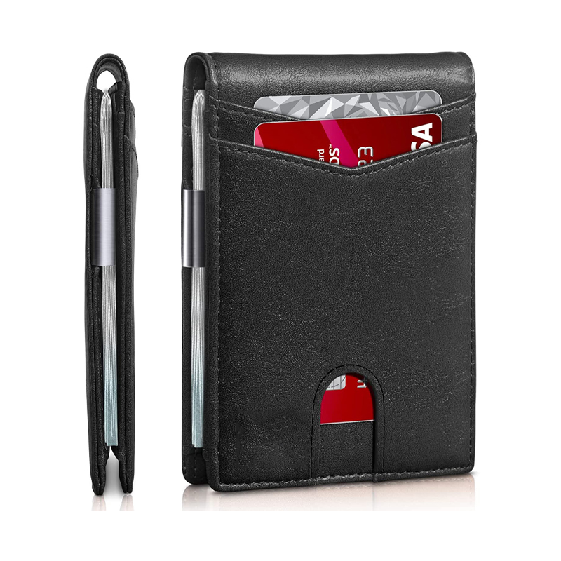 Wallet for Men Gifts 12 Card Slots ID Window With Money Clip Minimalist RFID Front Pocket Bifold Leather Small Thin Dad Birthday Christmas Regalos Hombres
