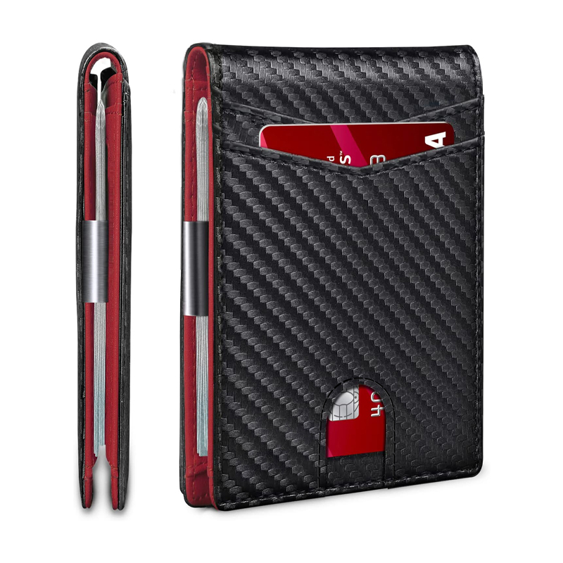 Wallet for Men Gifts 12 Card Slots ID Window With Money Clip Minimalist RFID Front Pocket Bifold Leather Small Thin Dad Birthday Christmas Regalos Hombres