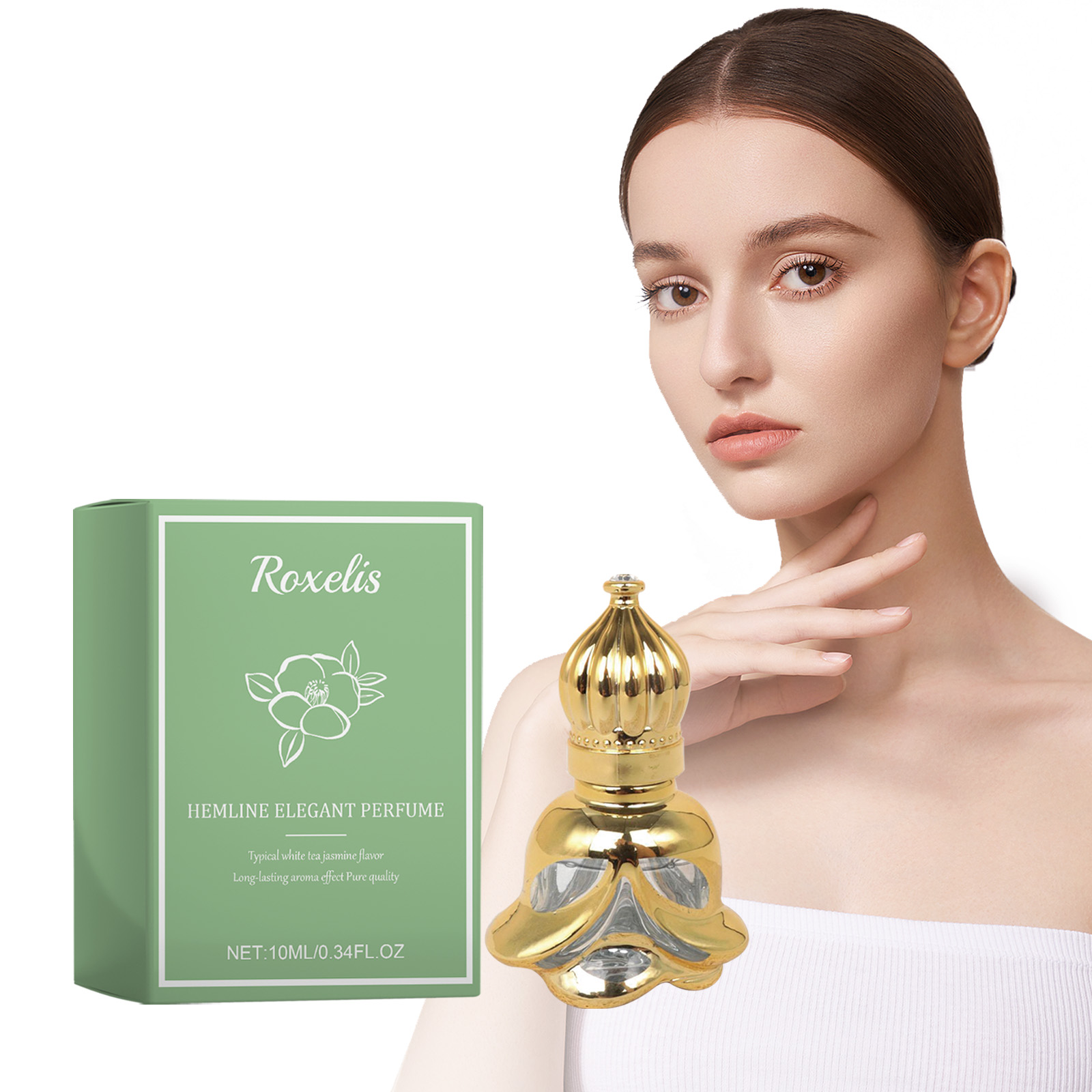 Exquisite women's perfume White tea jasmine skirt elegant perfume Dating encounter fresh fragrance lasting natural and gentle fragrance