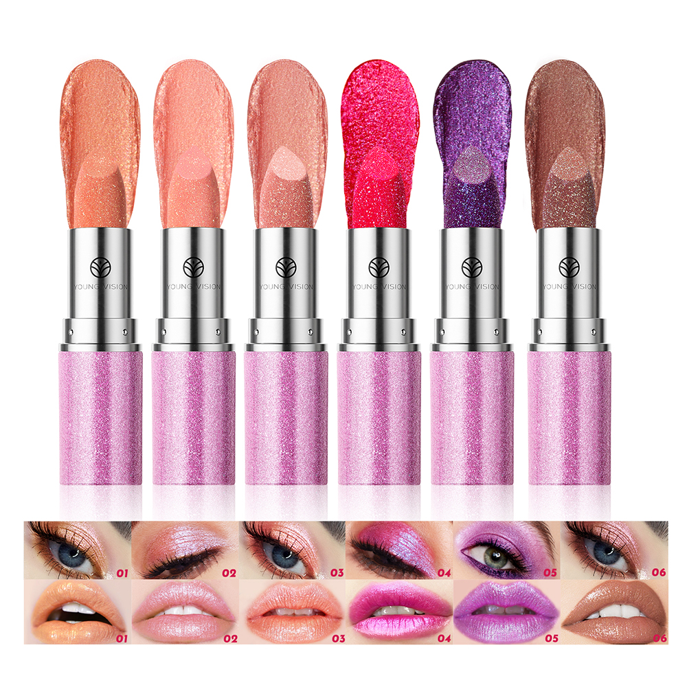 YOUNG VISION 6 colors/set pearl with flash is not easy to fall color temperature change lipstick color eye shadow