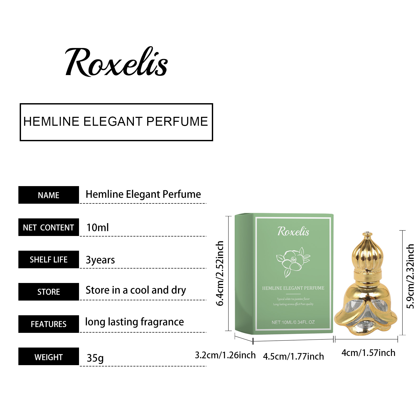 Exquisite women's perfume White tea jasmine skirt elegant perfume Dating encounter fresh fragrance lasting natural and gentle fragrance