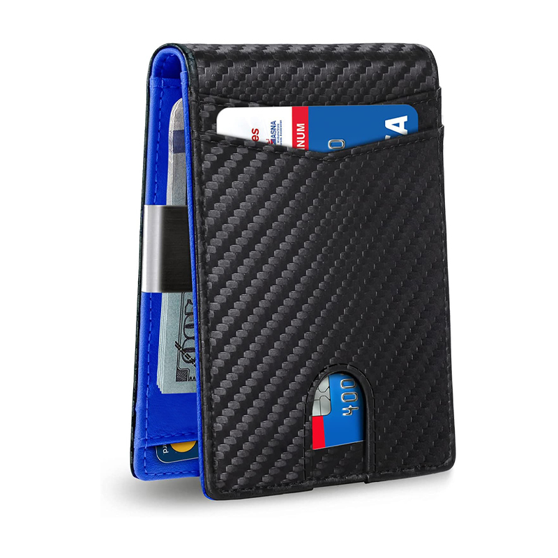 Wallet for Men Gifts 12 Card Slots ID Window With Money Clip Minimalist RFID Front Pocket Bifold Leather Small Thin Dad Birthday Christmas Regalos Hombres