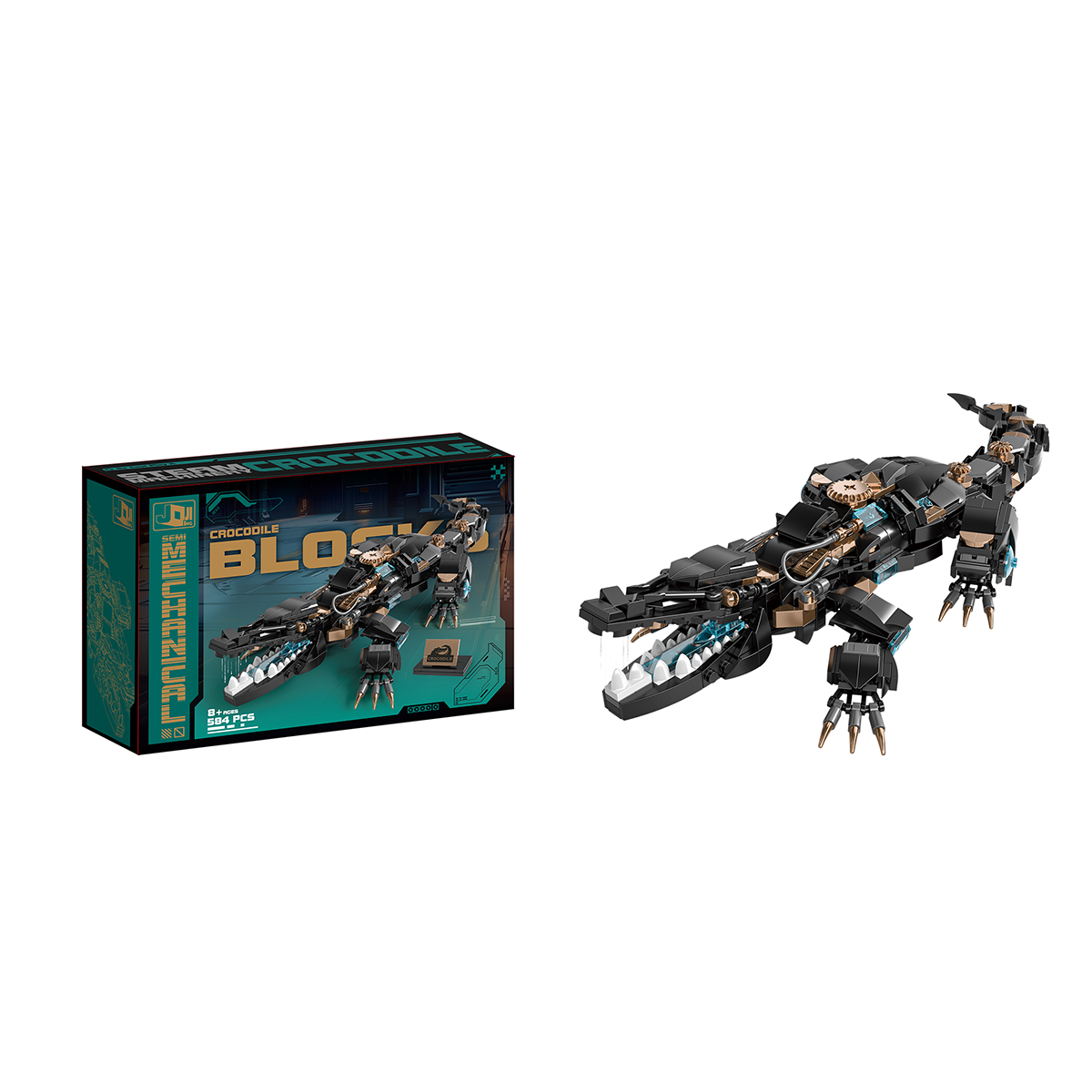 584pcs building block model crocodile shaped three-dimensional model kit