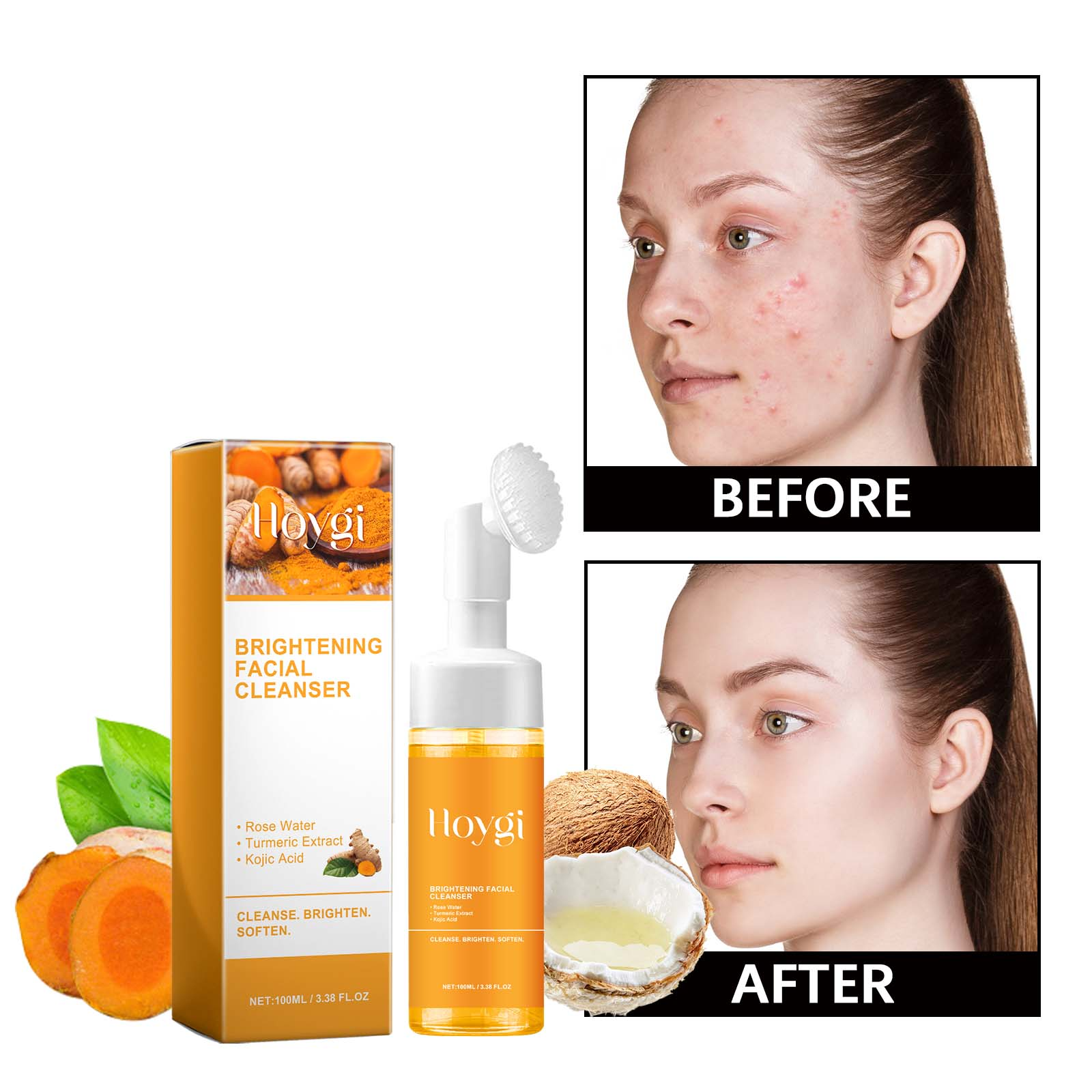 Turmeric Facial Cleanser: Deeply cleanses the facial skin, fades acne marks and pimple marks, moisturizes the skin, brightens the complexion, and rejuvenates the skin.
