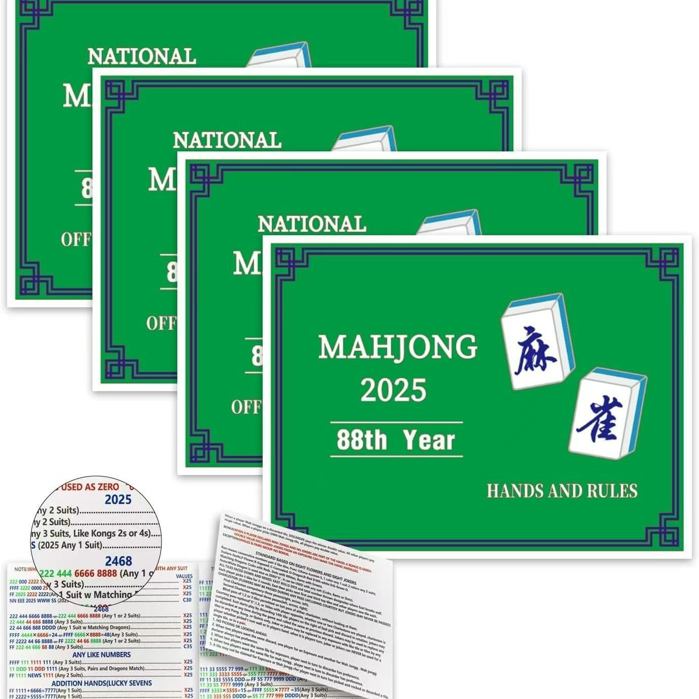 Mah Jongg League 2025 Amazon Bestseller New Counting Card Rules Card for Mahjong