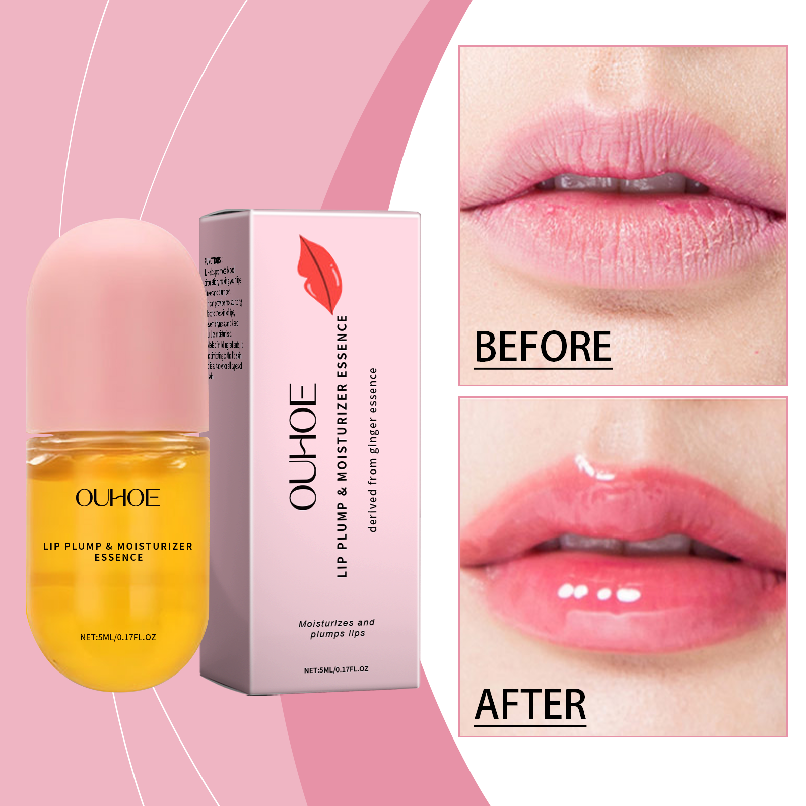 OUHOE moisturizing lip oil, plump and moisturizing lips, nourishing lips, moisturizing elasticity, repairing dryness