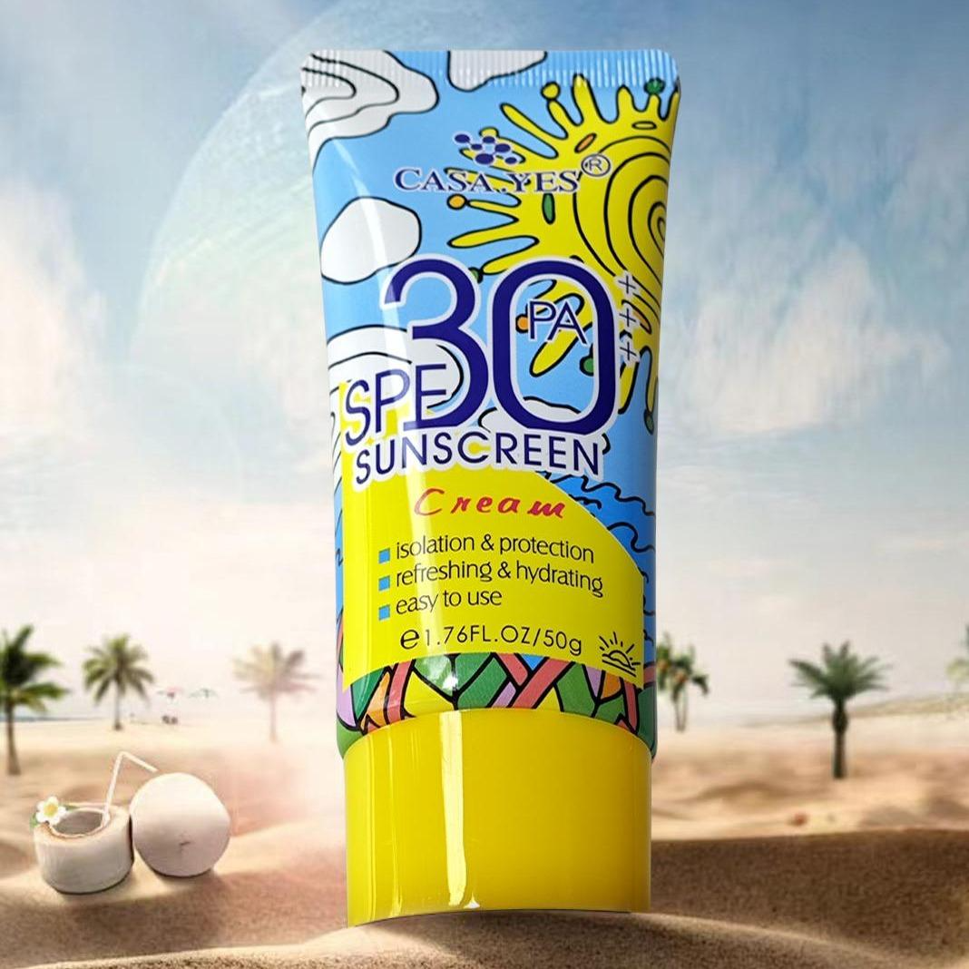 CASA.YES Sunscreen SPF 30+++, Lightweight, Non-Greasy, Water-Resistant, UVA/UVB Protection For Face & Body Sun Protection, Sunscreen