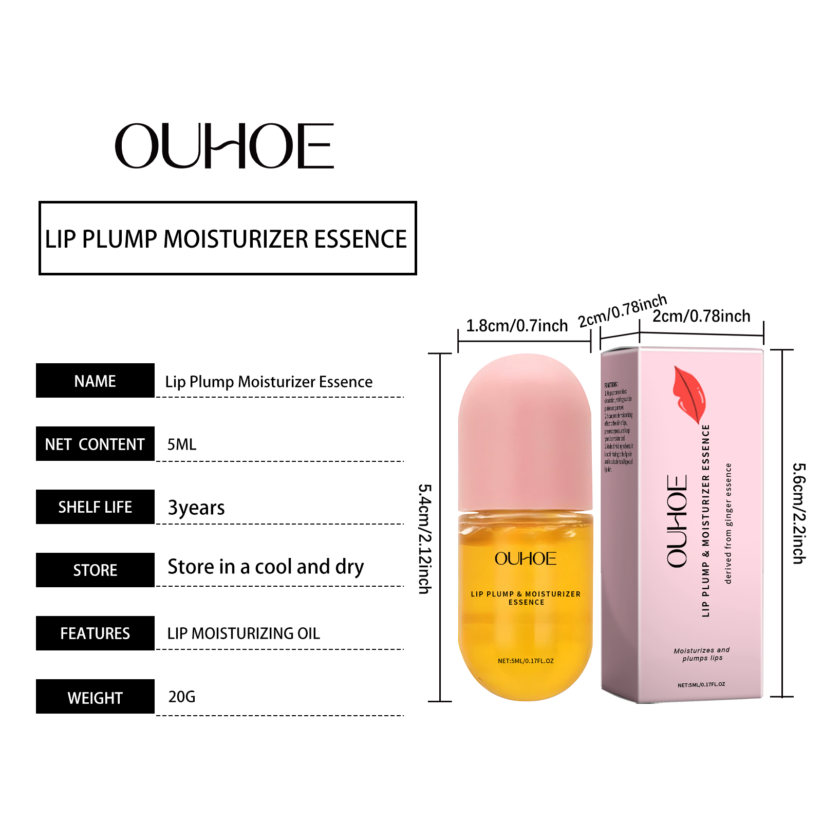 OUHOE moisturizing lip oil, plump and moisturizing lips, nourishing lips, moisturizing elasticity, repairing dryness