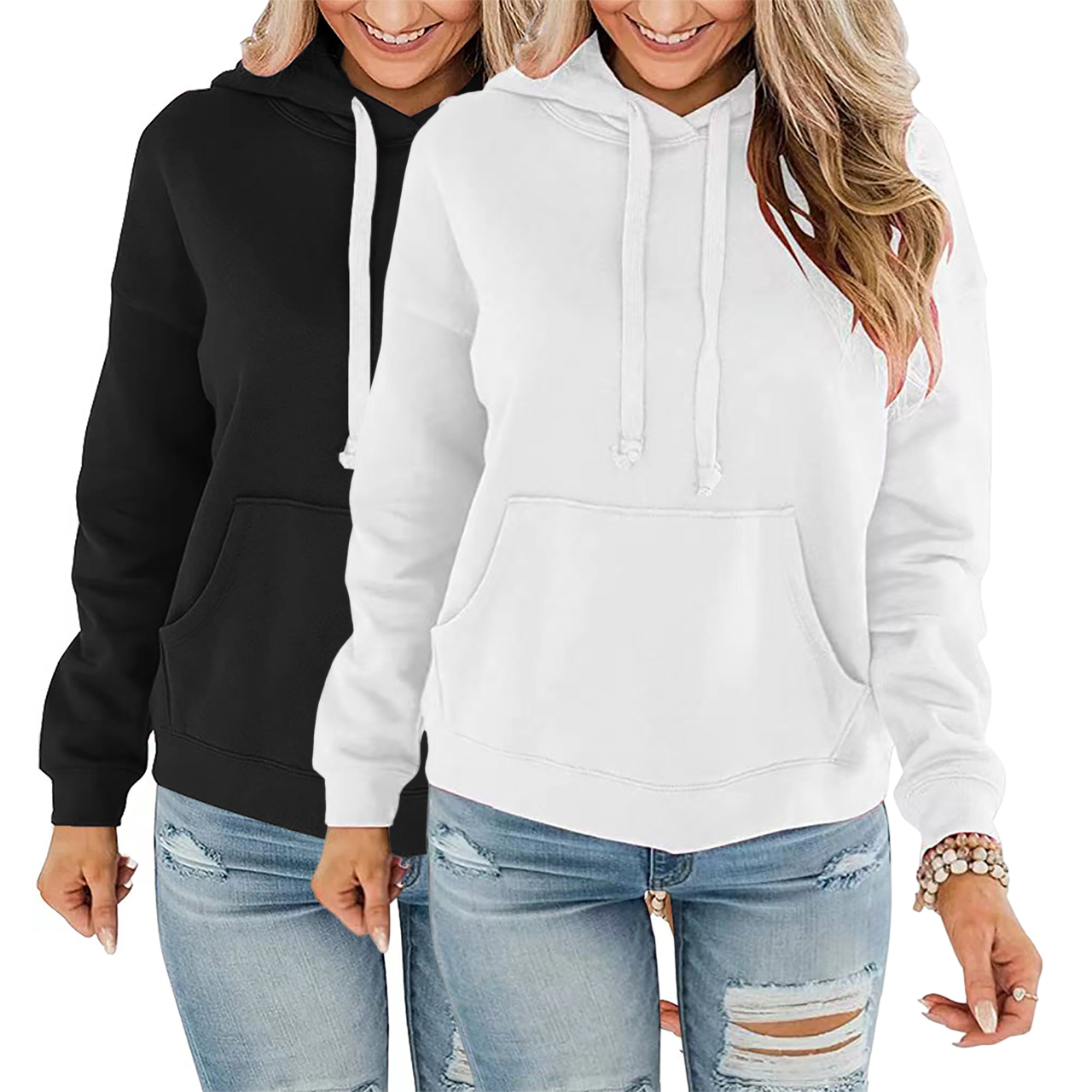 Women’s Casual Solid Hoodies Classic Long Sleeve Loose Sweatshirts Crew Neck Lightweight Pullover Tops with Pockets