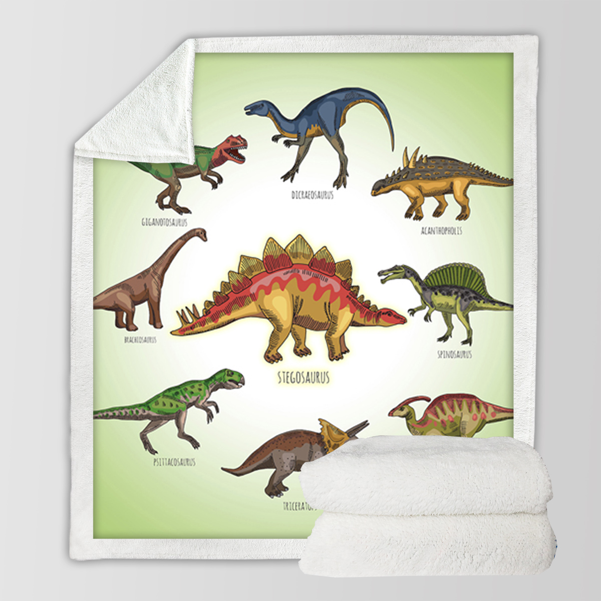 Dinosaur Family Sherpa Fleece Throw Blanket for Boys Girls Adults 50"x60" , 60"x80" Fuzzy Soft Warm Blanket for All Seasons