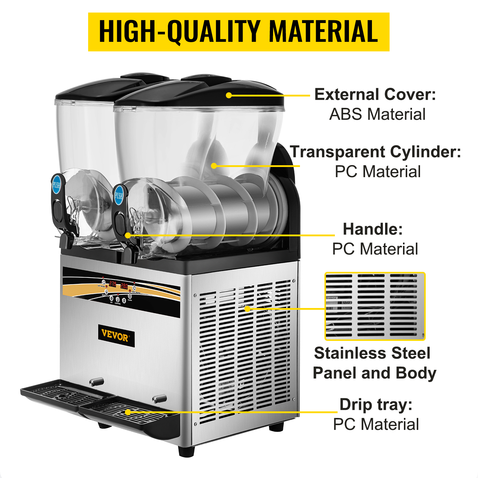VEVOR Margarita Machine, 15Lx2 Tank Commercial Slushy Machine, Slushie Machine 1000W, Commercial Margarita Maker, Smoothie Frozen Drink Maker for Supermarkets Cafes Restaurants Bars Home Use
