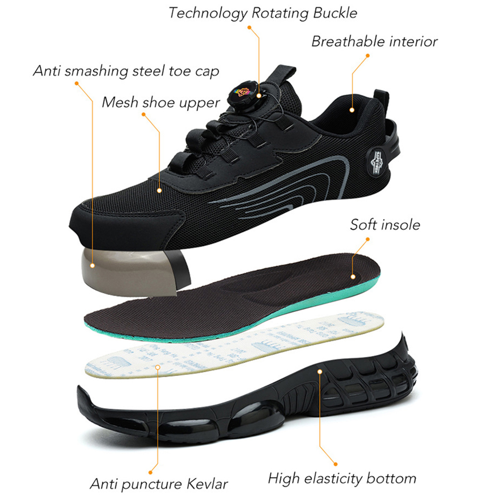 Steel Toe Shoes for Men Women Composite Toe Work Sneakers Indestructible Safety Tennis Shoes Lightweight Breathable Construction Sneakers Puncture Proof Air Cushion Ergonomic Design