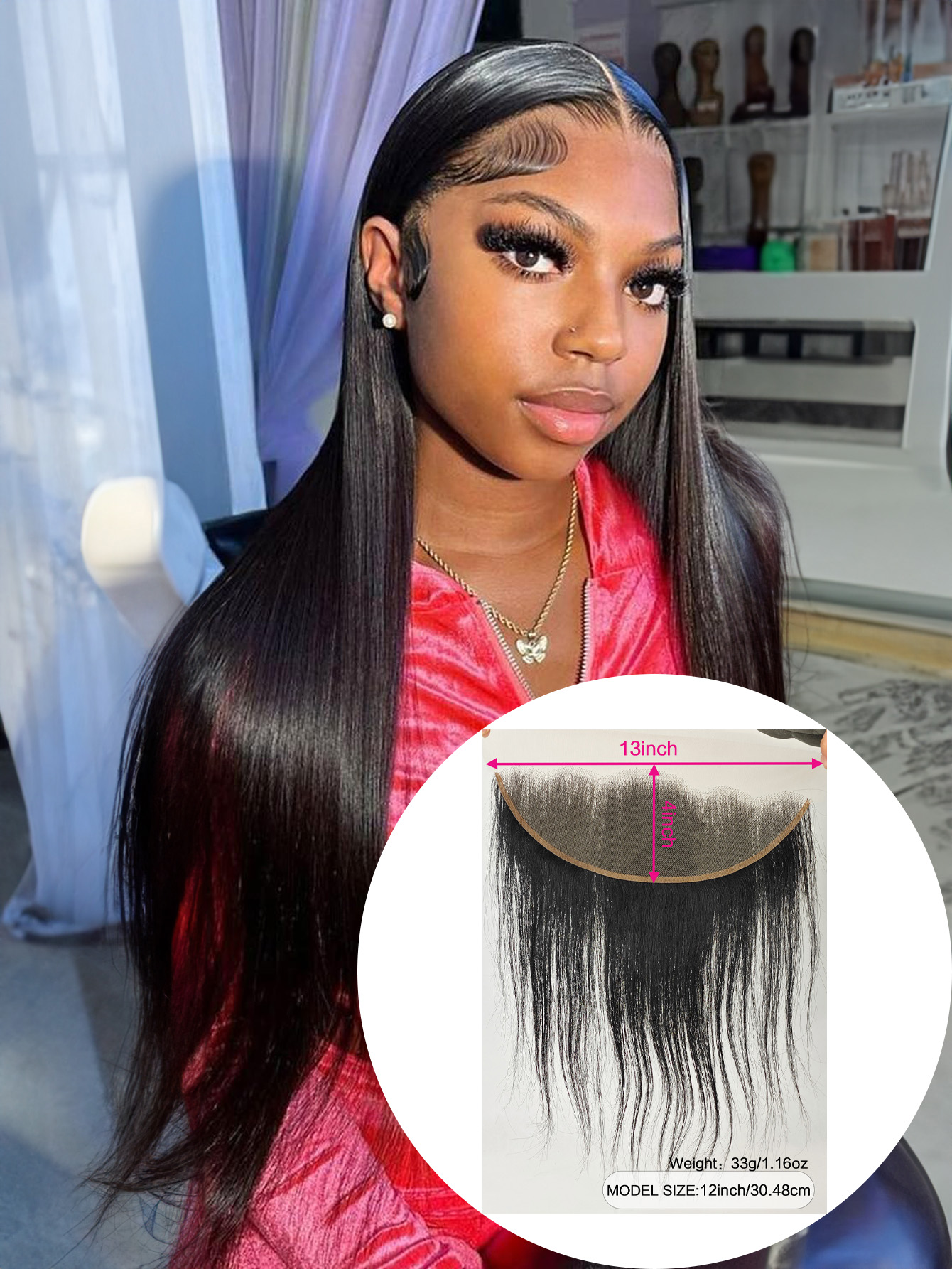 13x4 Lace Frontal Closure Straight Human Hair Ear to Ear HD Lace Frontal Closure Free Part Brazilian Straight Hair Extensions 150% Density Lace Frontal Human Hair Pre Plucked with Baby Hair 12 Inch